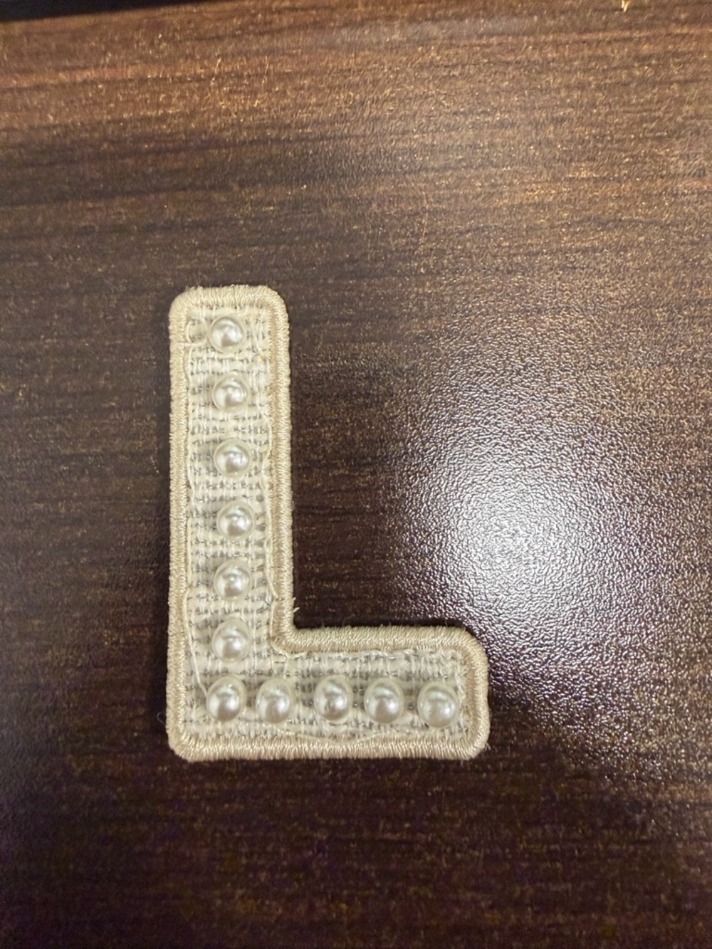 Stoney Clover Lane Cream 'L' Patch with Pearl Accents